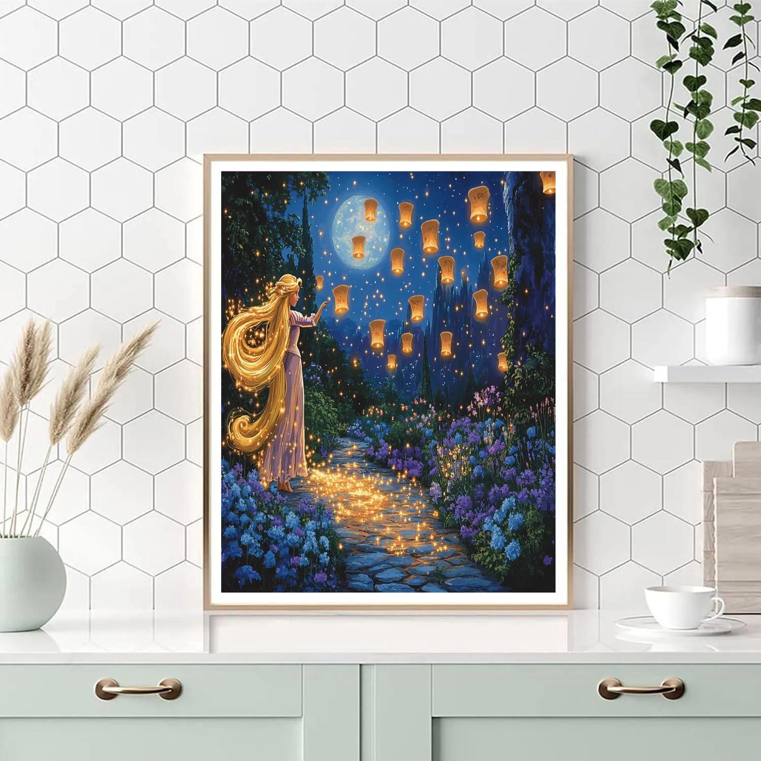Rapunzel Lantern Garden Glow Disney Inspired paint by number