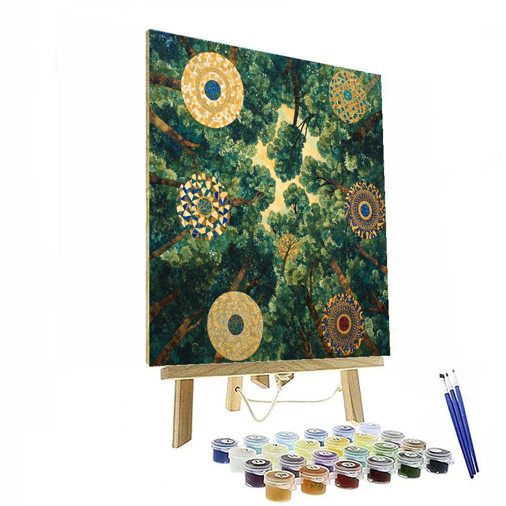 Gustav Klimt Inspired Golden Spiral Canopy paint by number