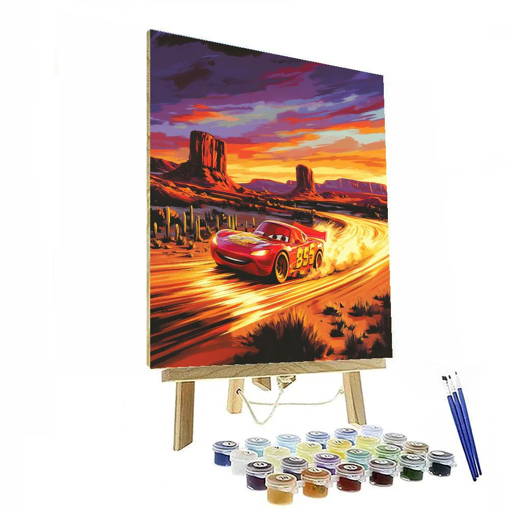 Lightning McQueen Desert Race Sunset Disney Inspired paint by numbers
