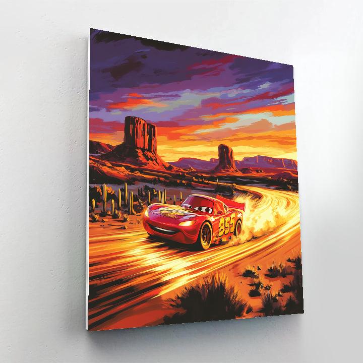 Lightning McQueen Desert Race Sunset Disney Inspired paint by numbers