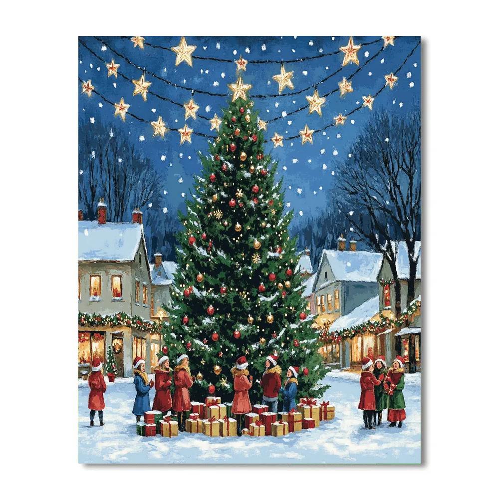 Midnight Tree Lighting DIY paint by numbers