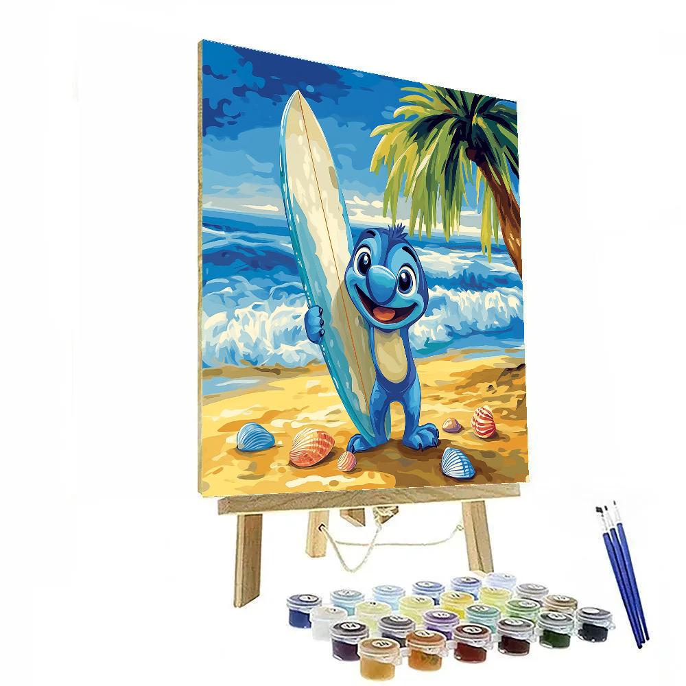 Stitch Beach Day Surf Fun Disney Inspired painting number kit