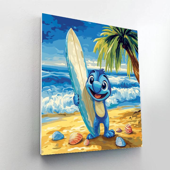 Stitch Beach Day Surf Fun Disney Inspired painting number kit