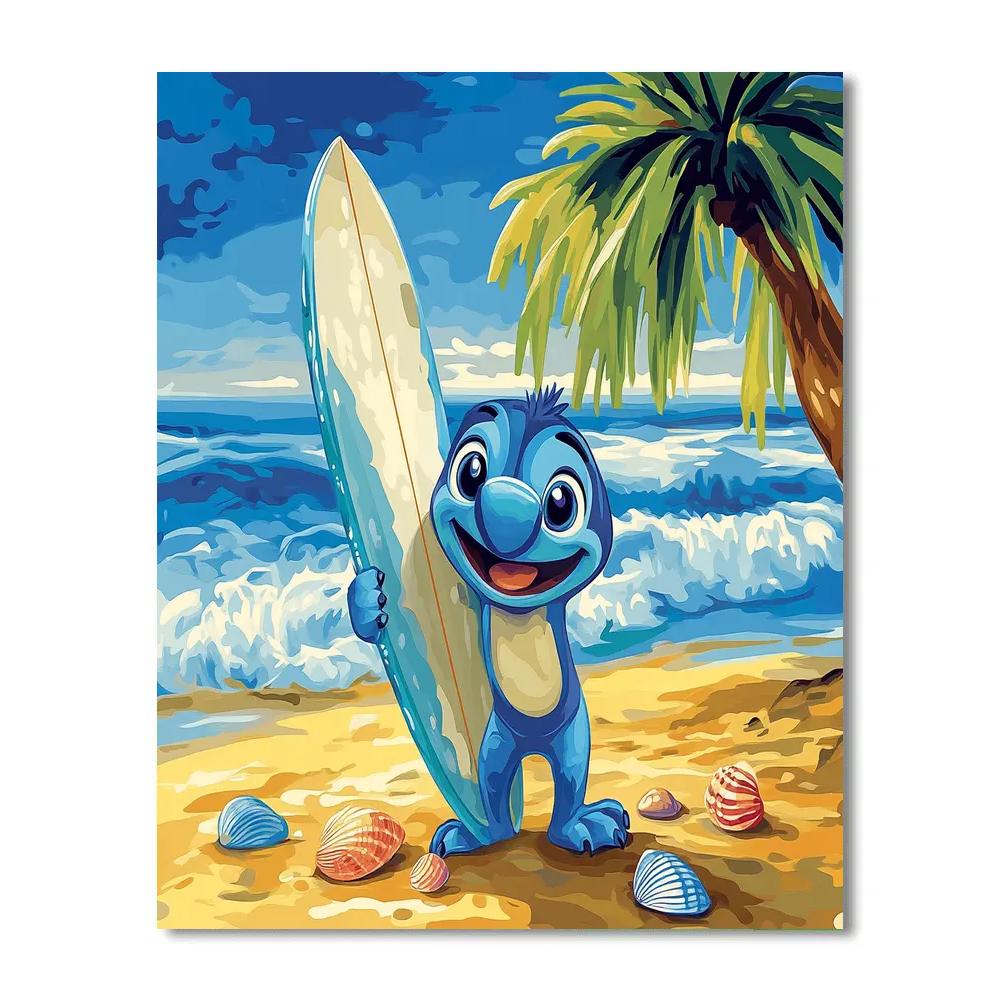 Stitch Beach Day Surf Fun Disney Inspired painting number kit