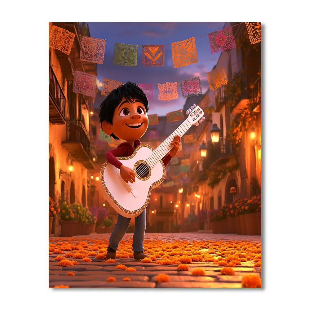Miguel Music Plaza Fiesta Disney Inspired Number painting