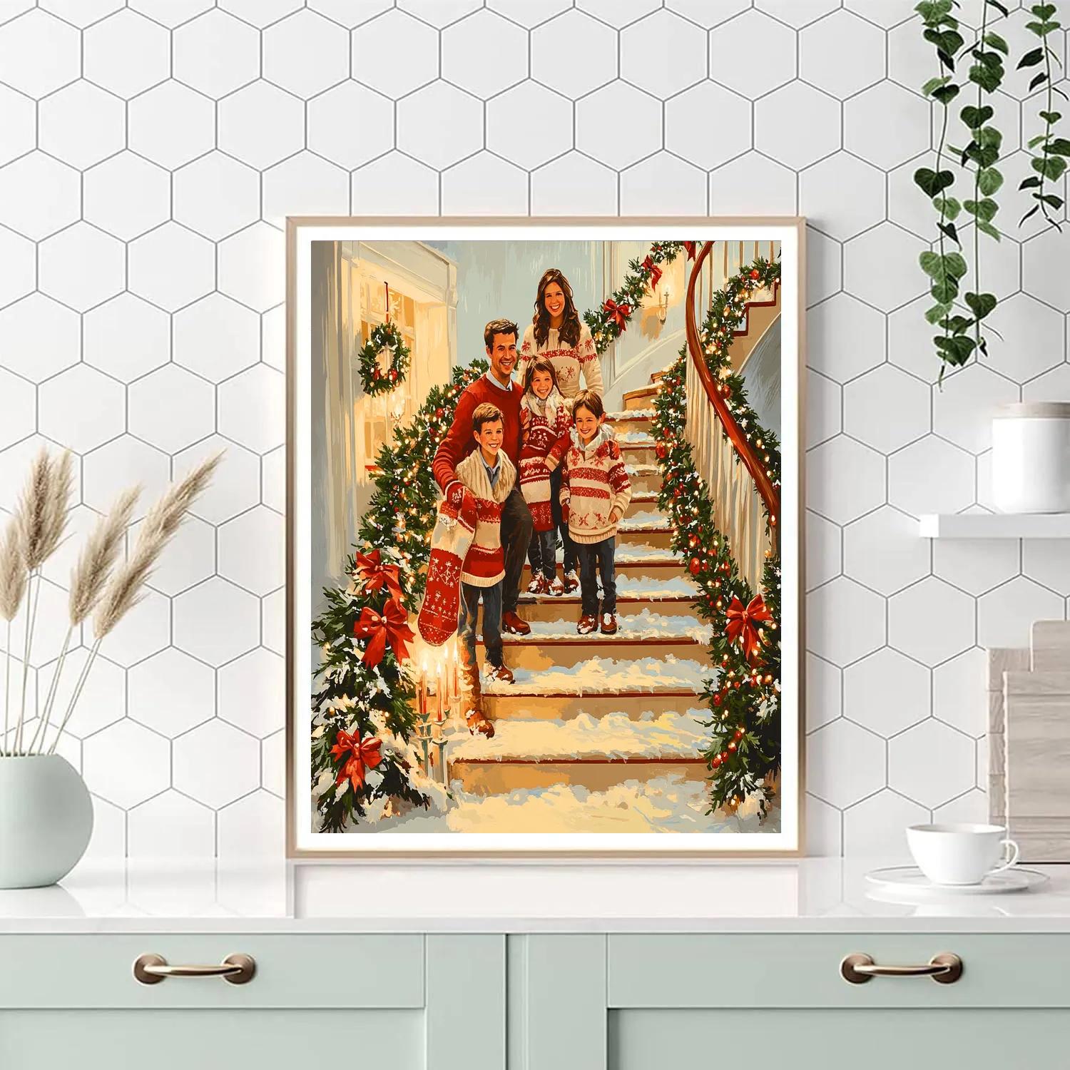 Garlanded Staircase Welcome Paint by numbers kits