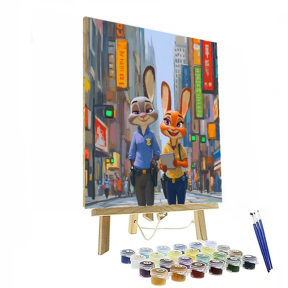 Judy Hopps And Nick Wilde City Patrol Partners Disney Inspired paint by numbers