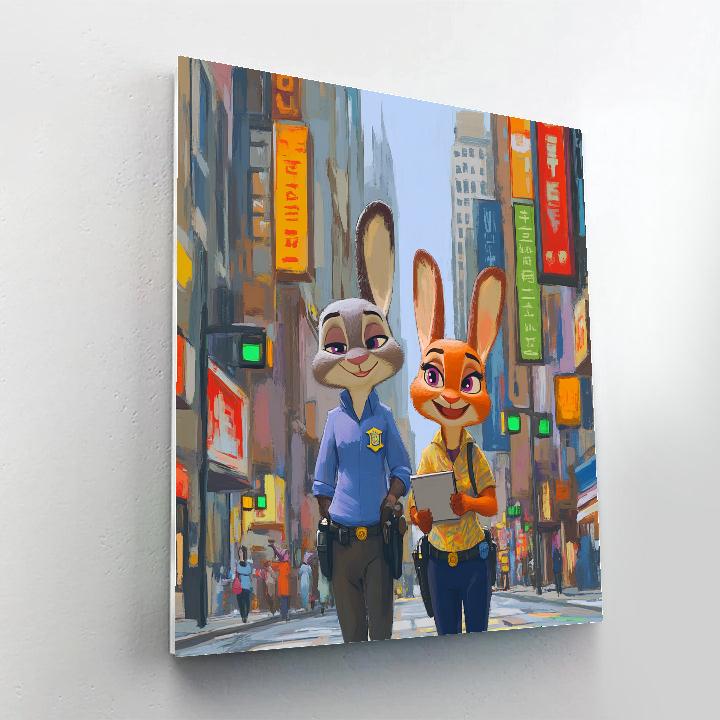 Judy Hopps And Nick Wilde City Patrol Partners Disney Inspired paint by numbers
