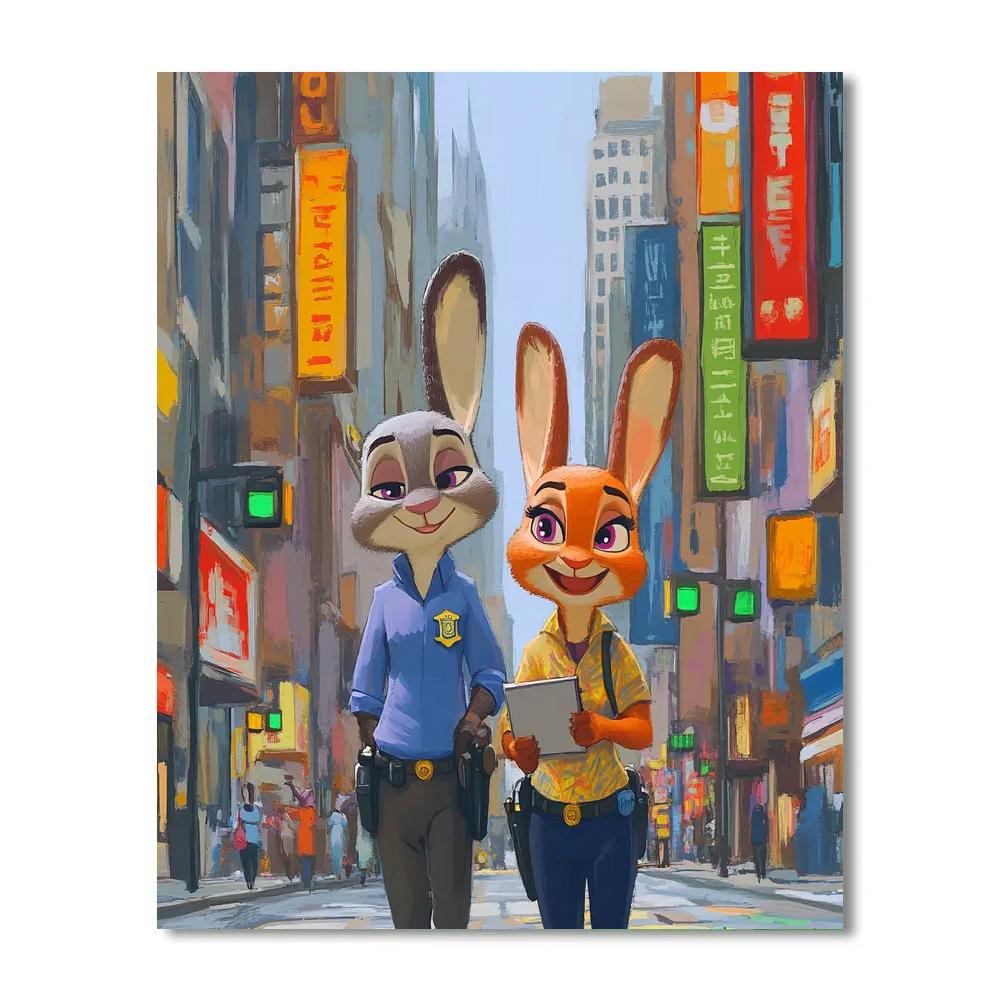 Judy Hopps And Nick Wilde City Patrol Partners Disney Inspired paint by numbers