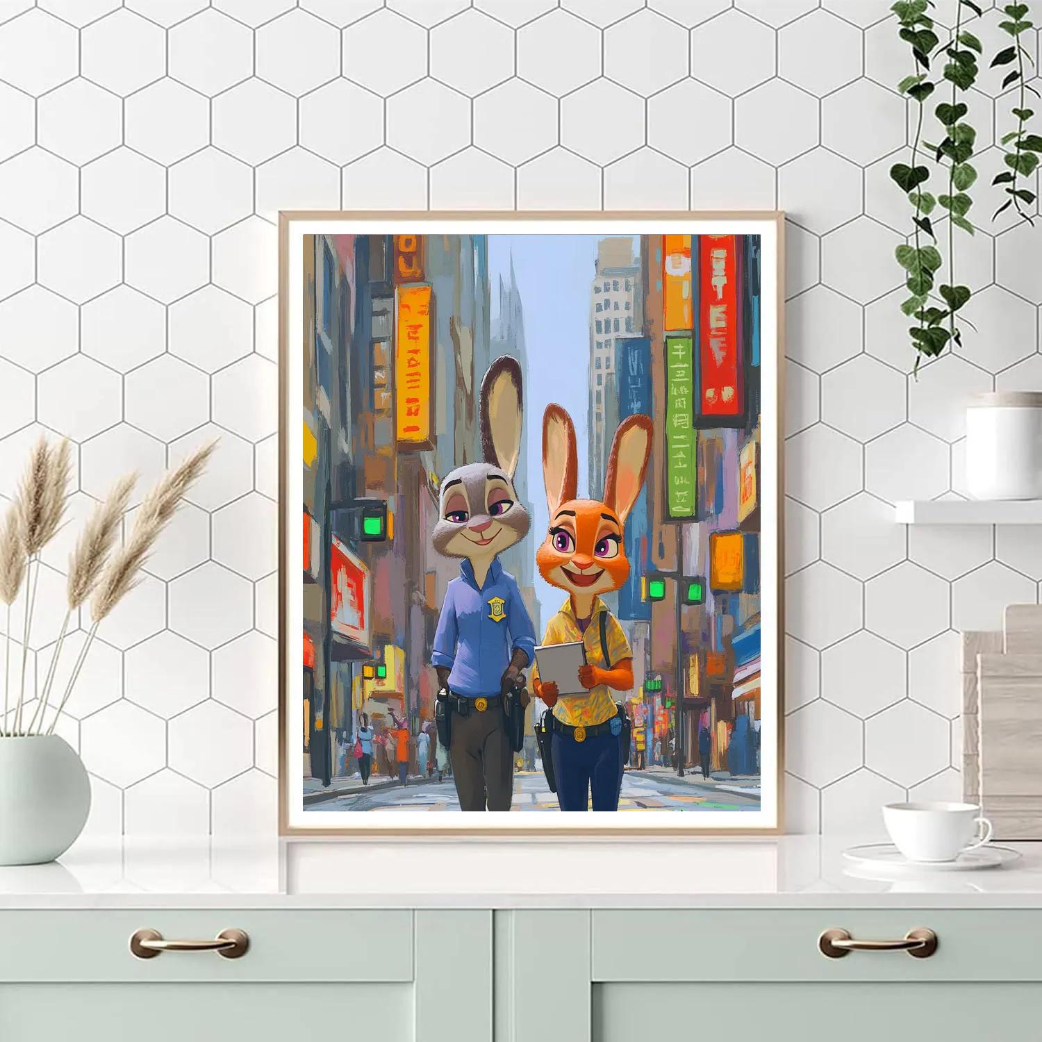 Judy Hopps And Nick Wilde City Patrol Partners Disney Inspired paint by numbers