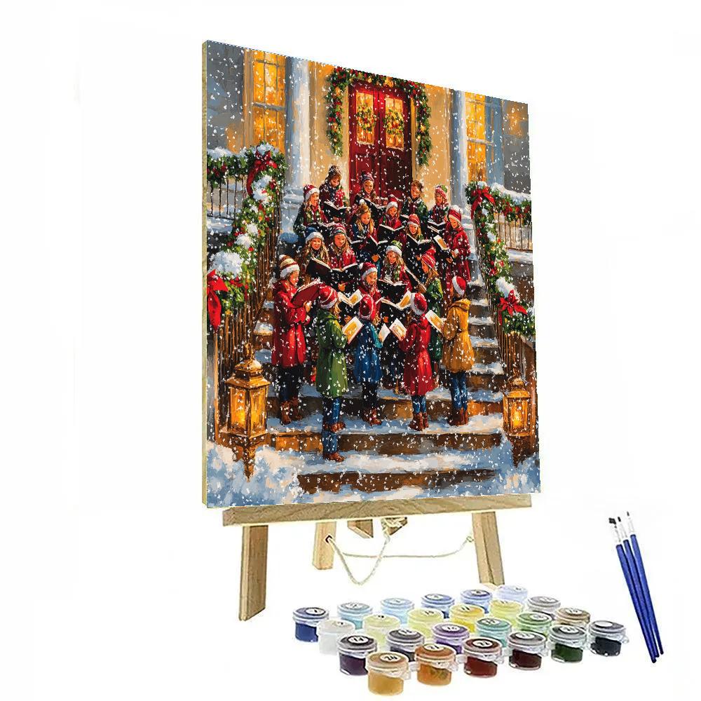 Christmas Choir On The Steps painting number kit