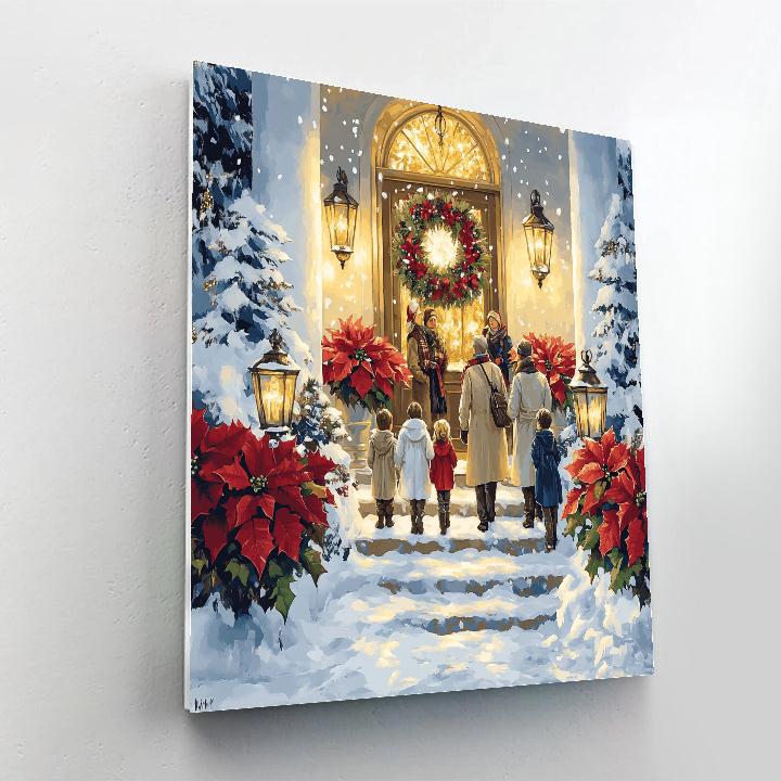 Christmas Eve Porch Lanterns paint by number