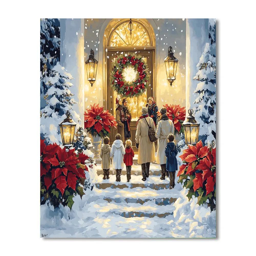 Christmas Eve Porch Lanterns paint by number