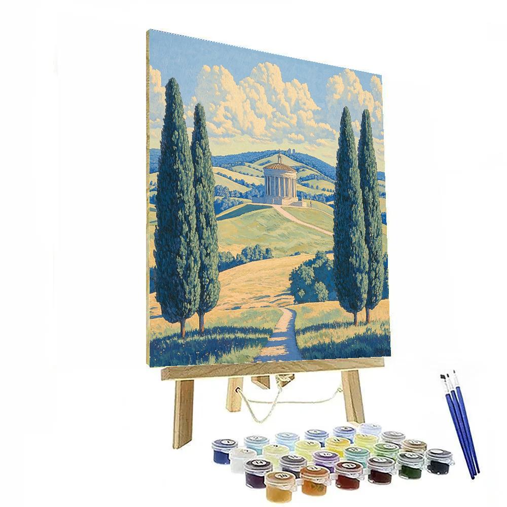 Raphael Inspired Symmetrical Hilltop Sanctuary paint by numbers