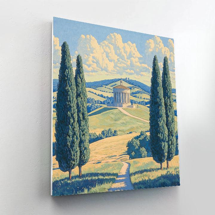 Raphael Inspired Symmetrical Hilltop Sanctuary paint by numbers