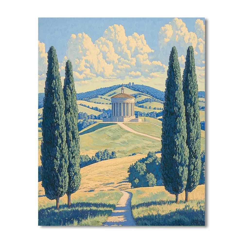 Raphael Inspired Symmetrical Hilltop Sanctuary paint by numbers