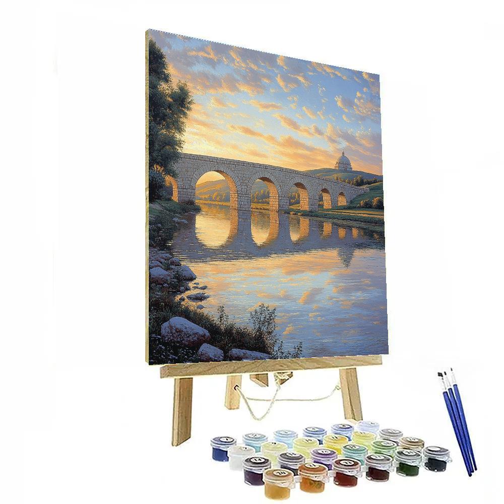 Raphael Inspired Arcaded River Crossing At Dawn paint by numbers