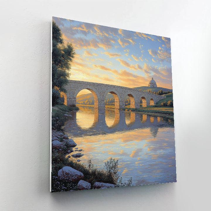 Raphael Inspired Arcaded River Crossing At Dawn paint by numbers