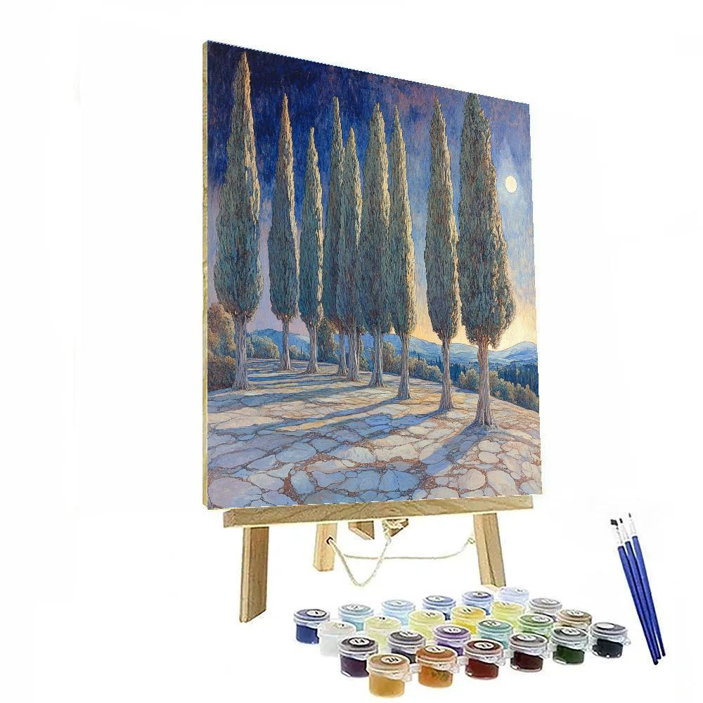 Michelangelo Inspired Nocturnal Cypress Citadel Numbered painting kits