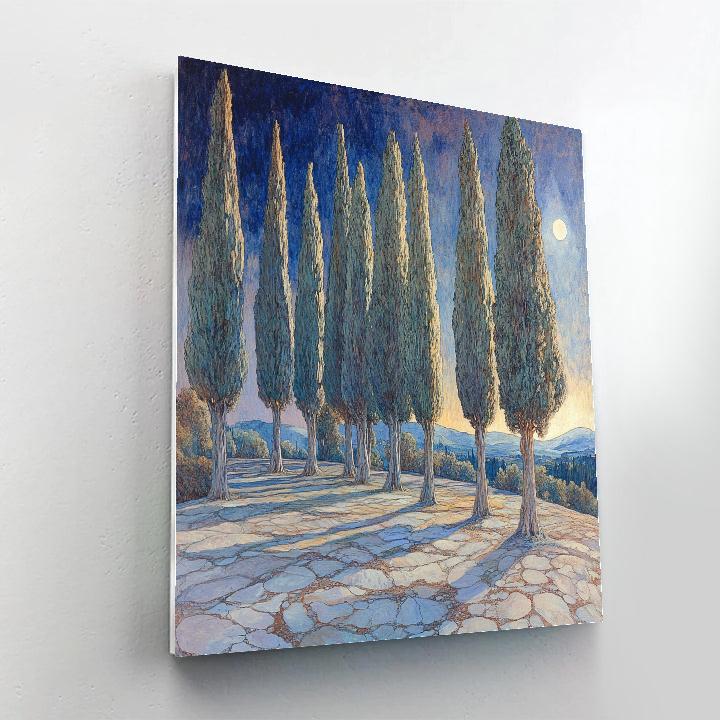 Michelangelo Inspired Nocturnal Cypress Citadel Numbered painting kits