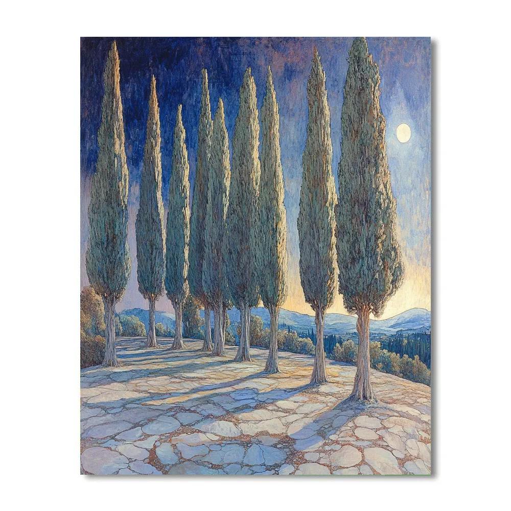 Michelangelo Inspired Nocturnal Cypress Citadel Numbered painting kits