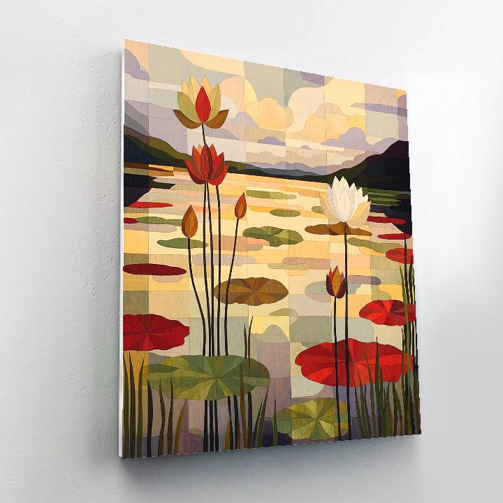 Nandalal Bose Inspired Lotus Mirage At Dusk Paint by numbers art