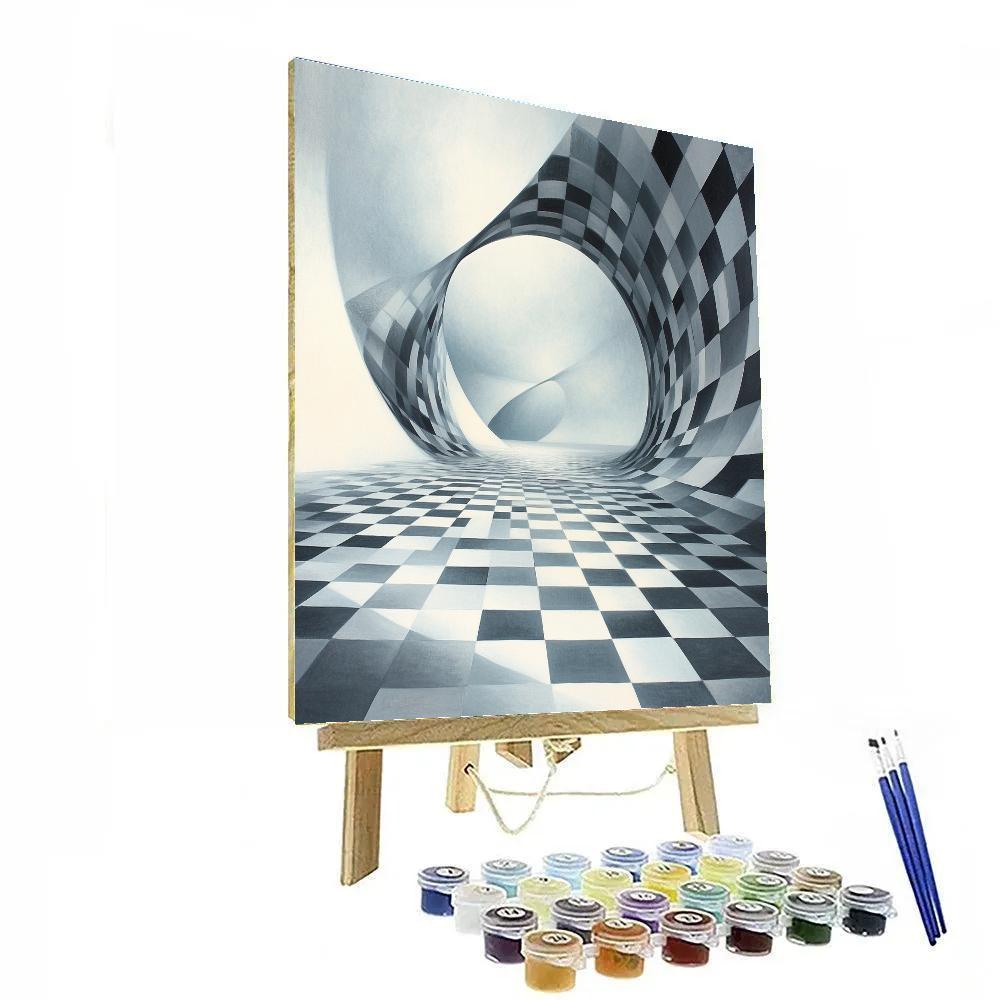 M C Escher Inspired Paradoxical Horizon Grid Painting by numbers kit