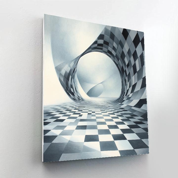 M C Escher Inspired Paradoxical Horizon Grid Painting by numbers kit