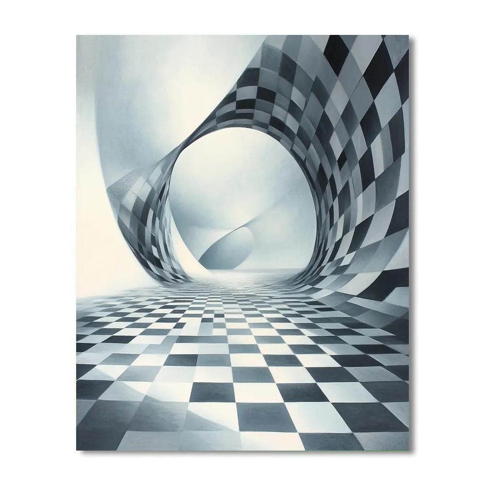 M C Escher Inspired Paradoxical Horizon Grid Painting by numbers kit