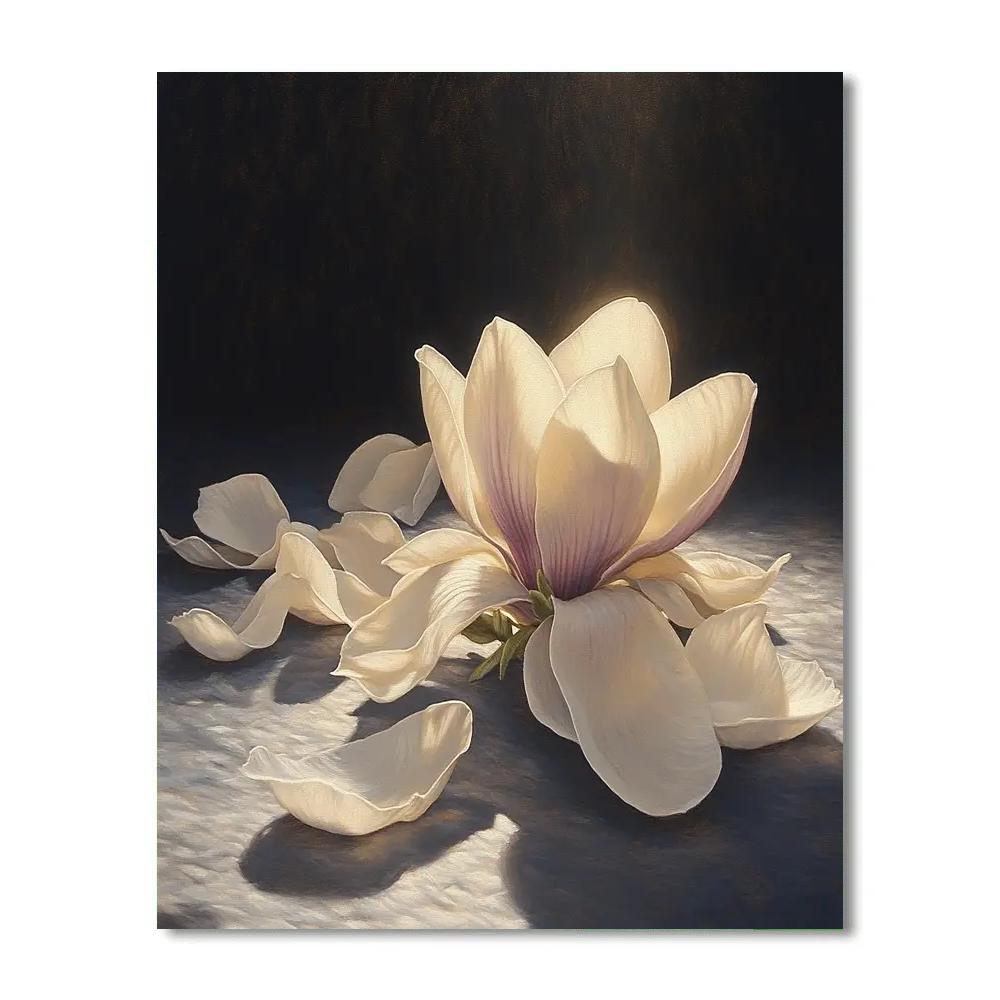 Caravaggio Inspired Fallen Magnolia Blossoms DIY paint by numbers