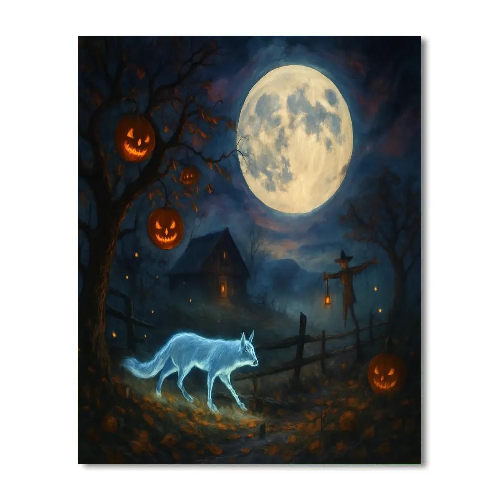 Moonlit Orchard Of The Lantern Fox paint by numbers