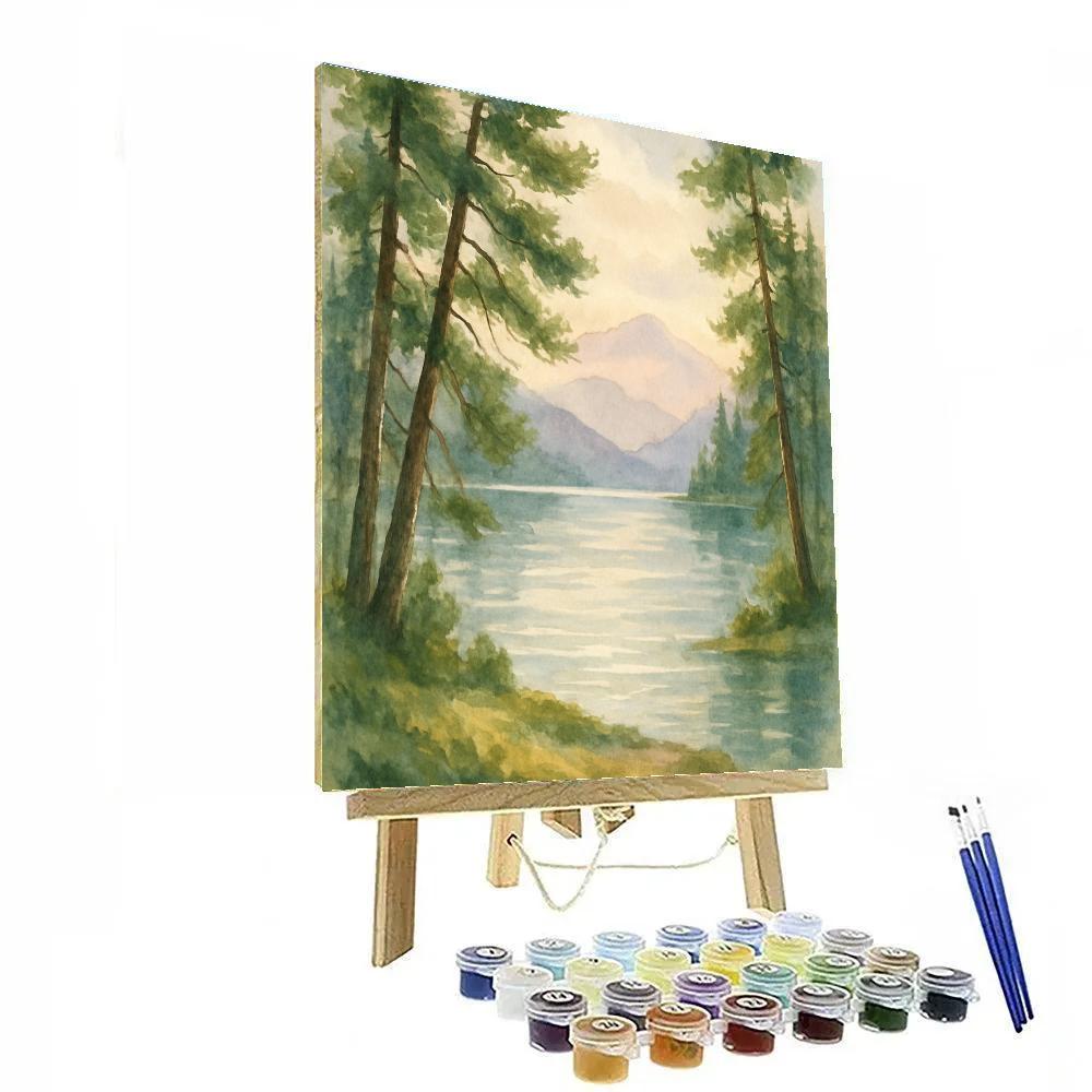 Whispering Pines Over Silver Lake Numbered painting kits