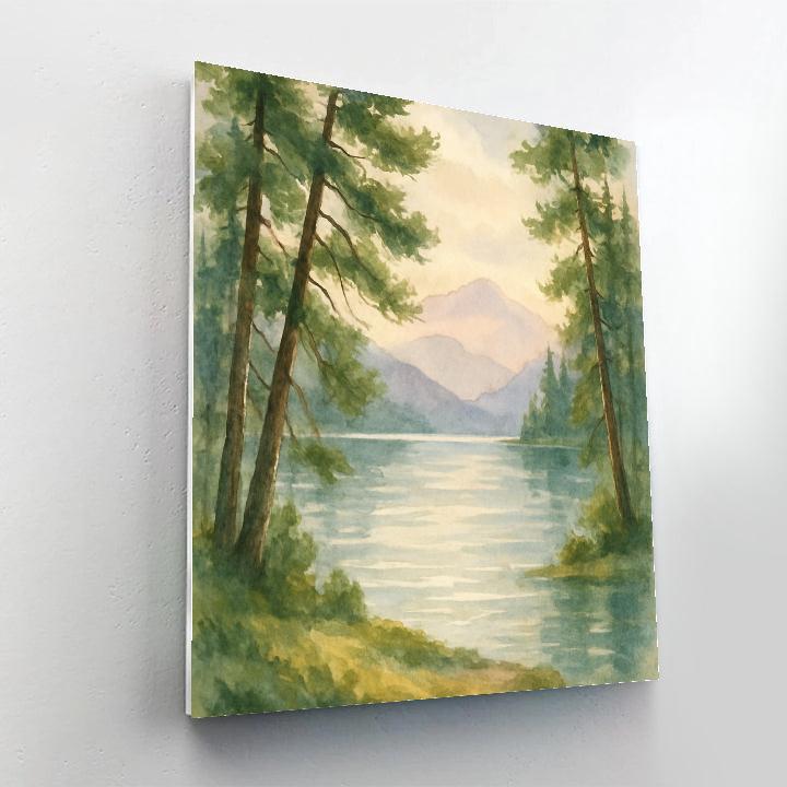 Whispering Pines Over Silver Lake Numbered painting kits
