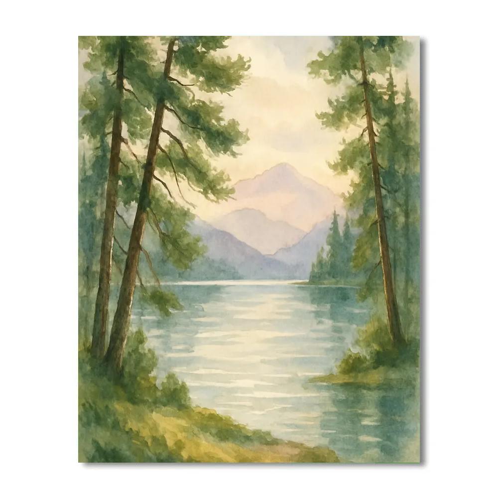 Whispering Pines Over Silver Lake Numbered painting kits