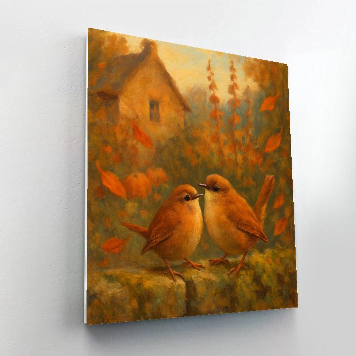 Autumn Hearth Wrens By The Stone Wall Paint by numbers kits