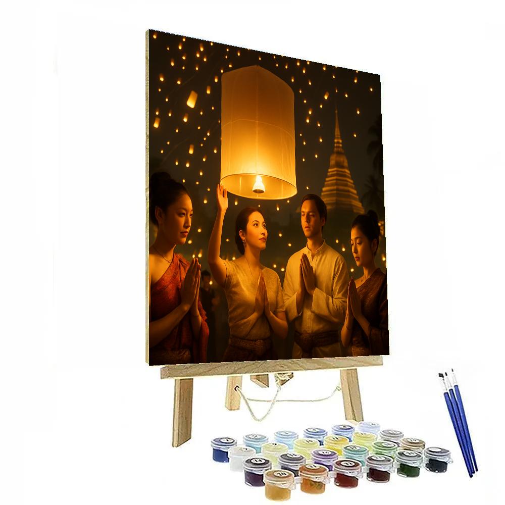 Lantern Release At Yi Peng Festival Chiang Mai paint by color