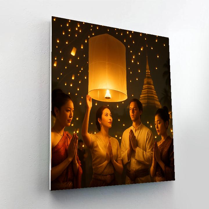 Lantern Release At Yi Peng Festival Chiang Mai paint by color