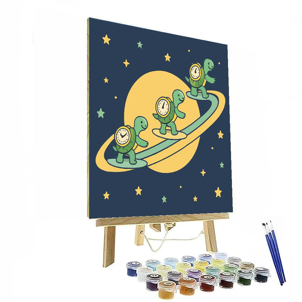 Time Traveling Turtles On Saturns Rings Number painting