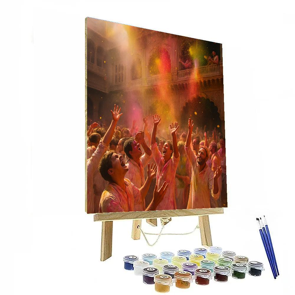 Holi Morning At Banke Bihari Temple Vrindavan Paint by numbers kits