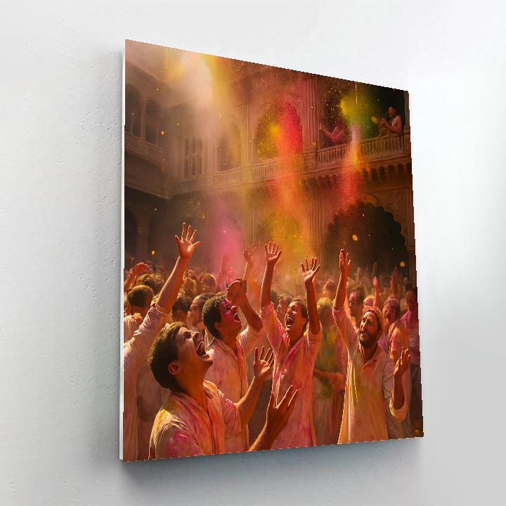 Holi Morning At Banke Bihari Temple Vrindavan Paint by numbers kits