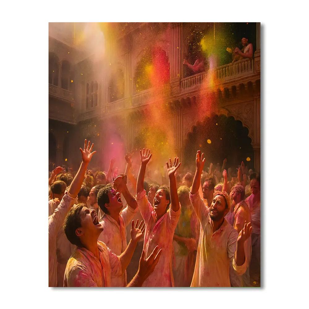 Holi Morning At Banke Bihari Temple Vrindavan Paint by numbers kits
