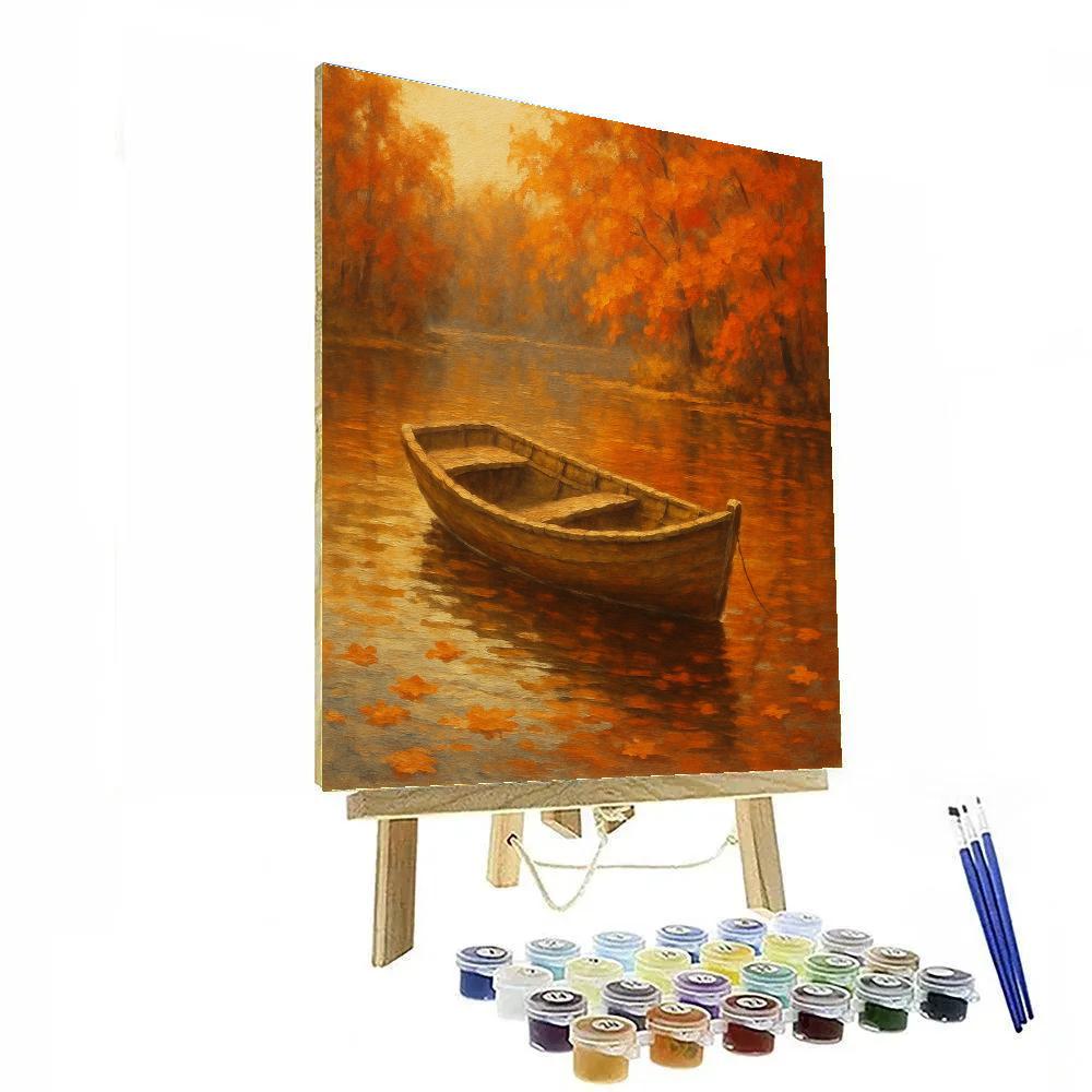 Autumn Rowboat In Golden Reflection Number painting