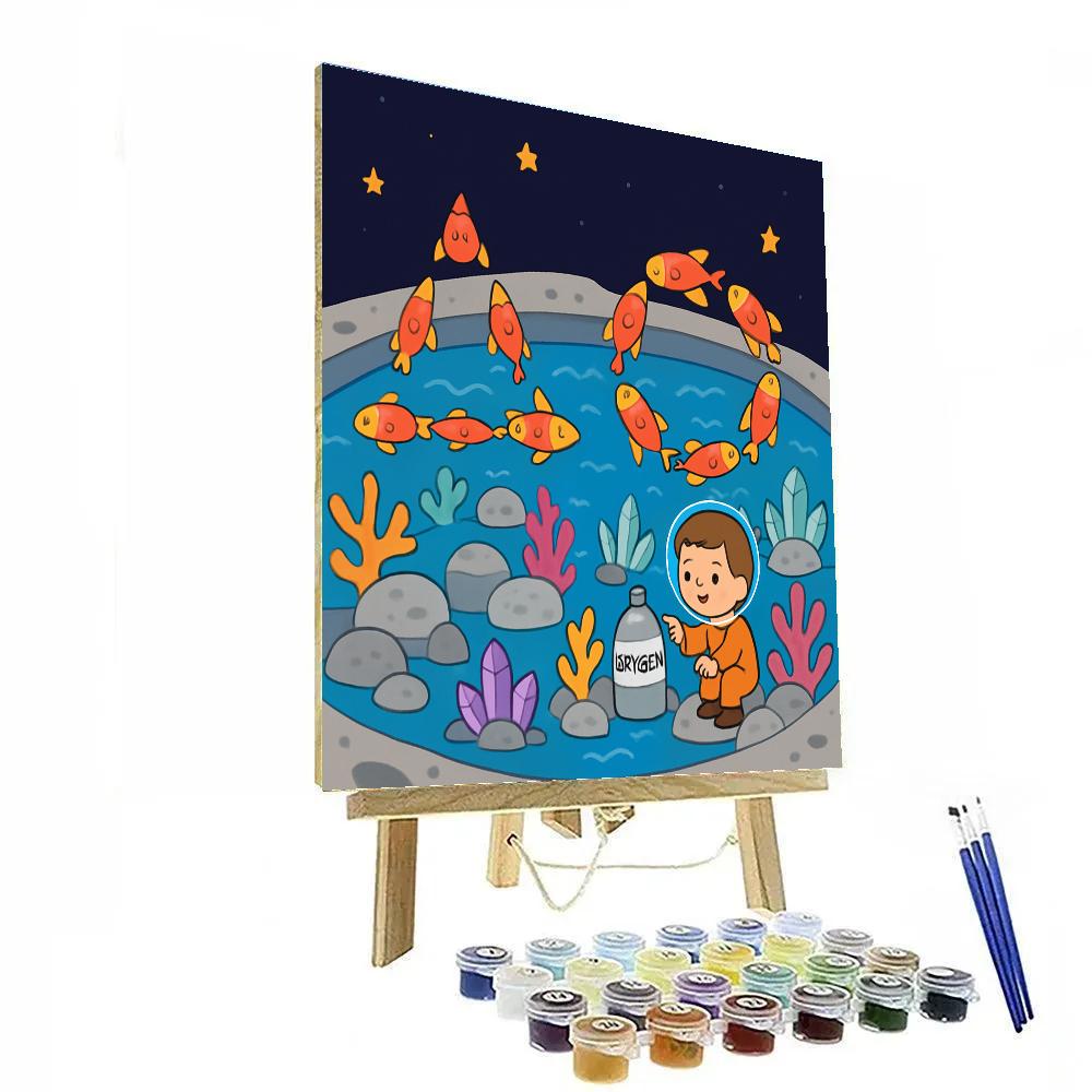 Moon Coral Reef And The Rocket Fish School Numbered painting kits