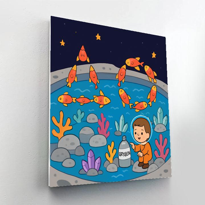 Moon Coral Reef And The Rocket Fish School Numbered painting kits