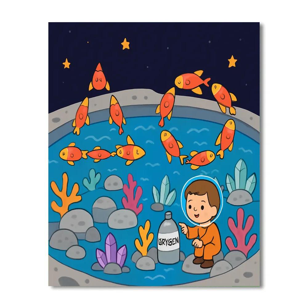 Moon Coral Reef And The Rocket Fish School Numbered painting kits