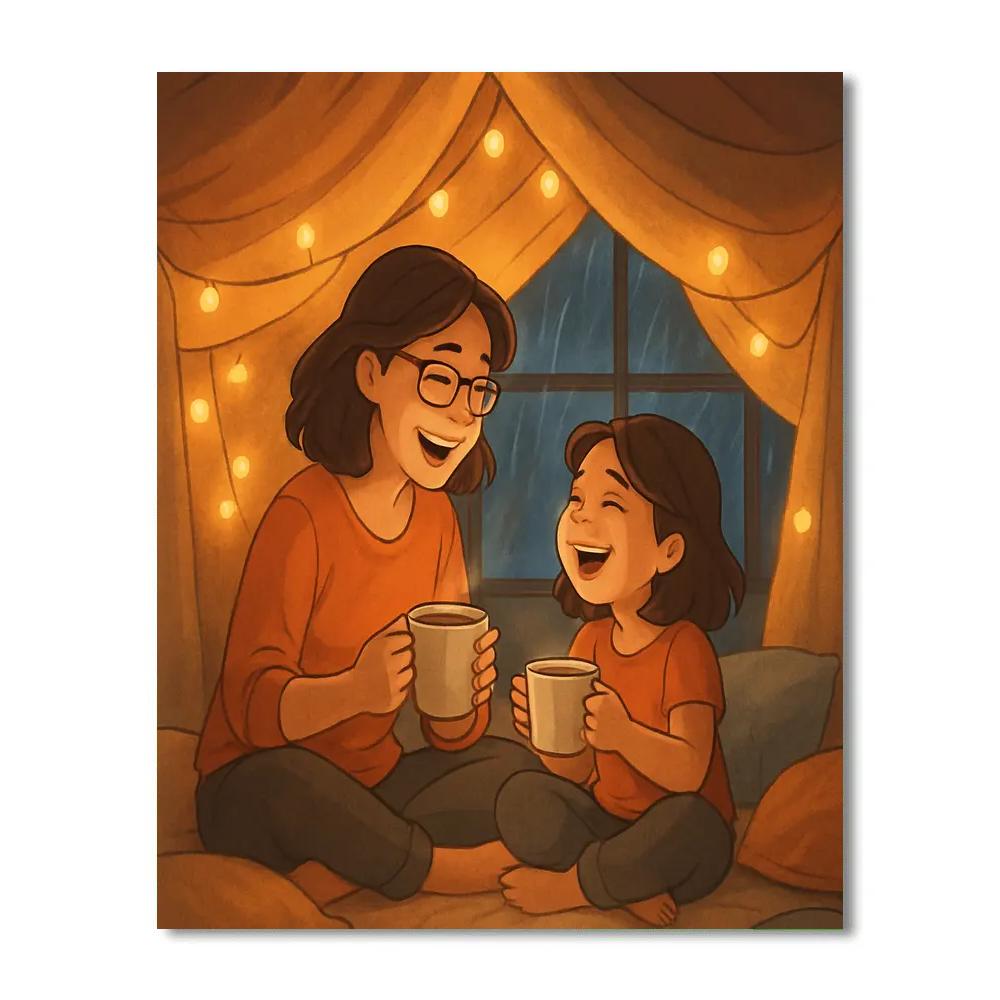 Rainy Day Blanket Fort With Mom Paint by numbers kits