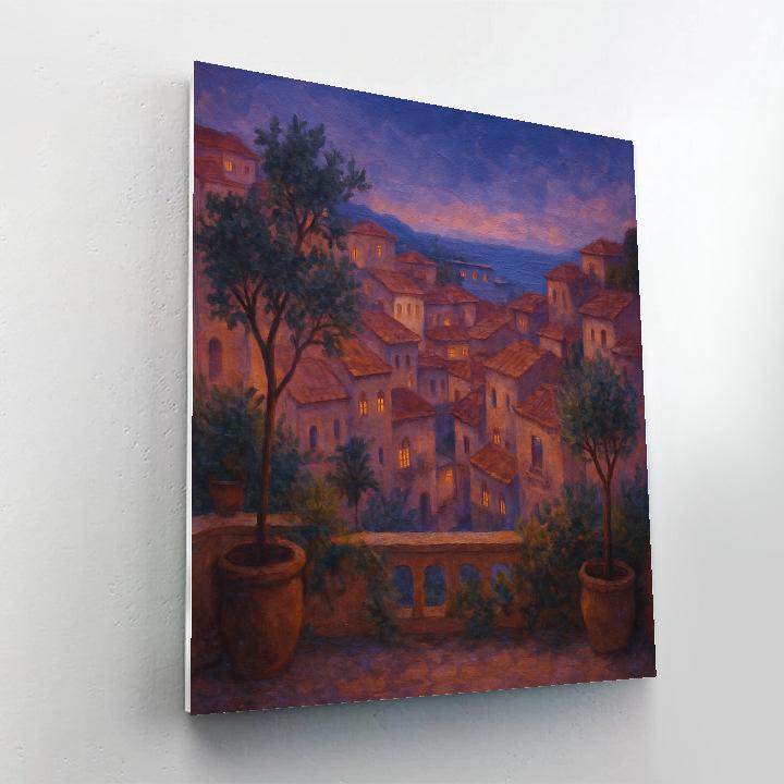 Rooftop Garden Above Twilight Arches Paint by numbers kits