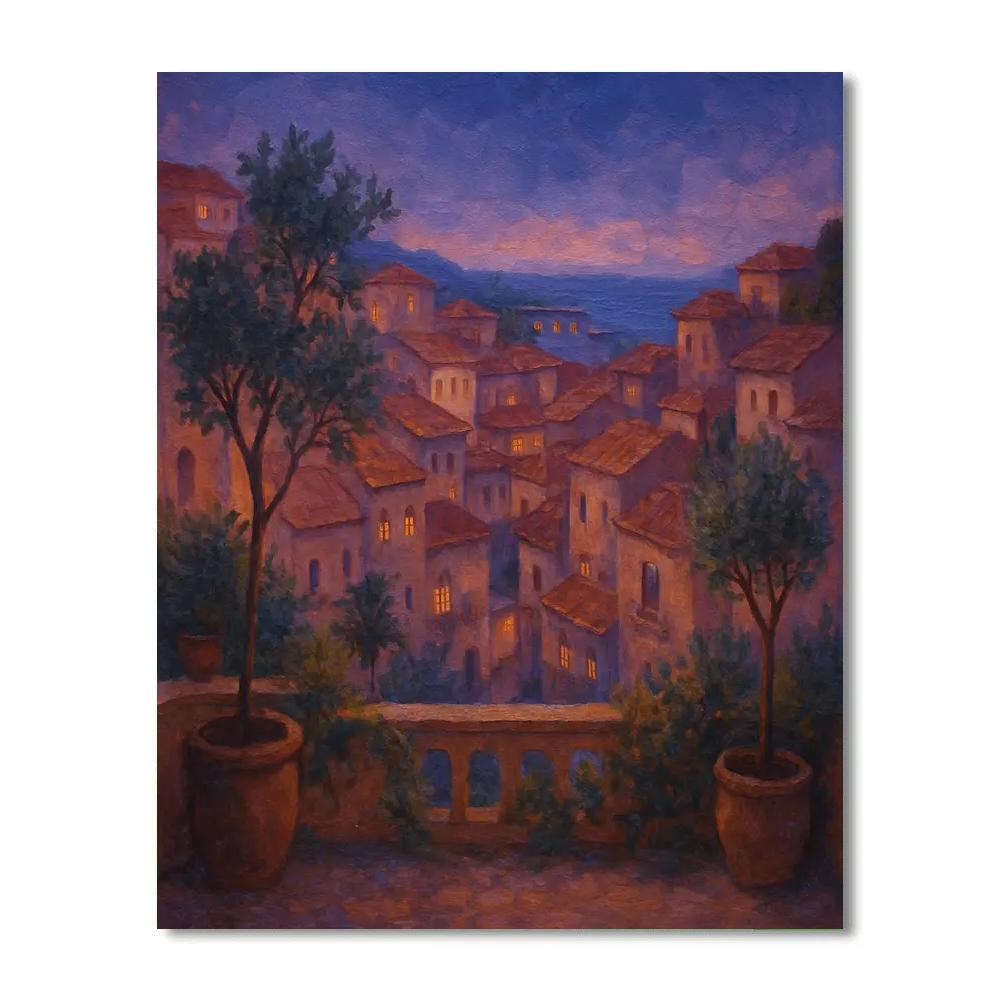 Rooftop Garden Above Twilight Arches Paint by numbers kits