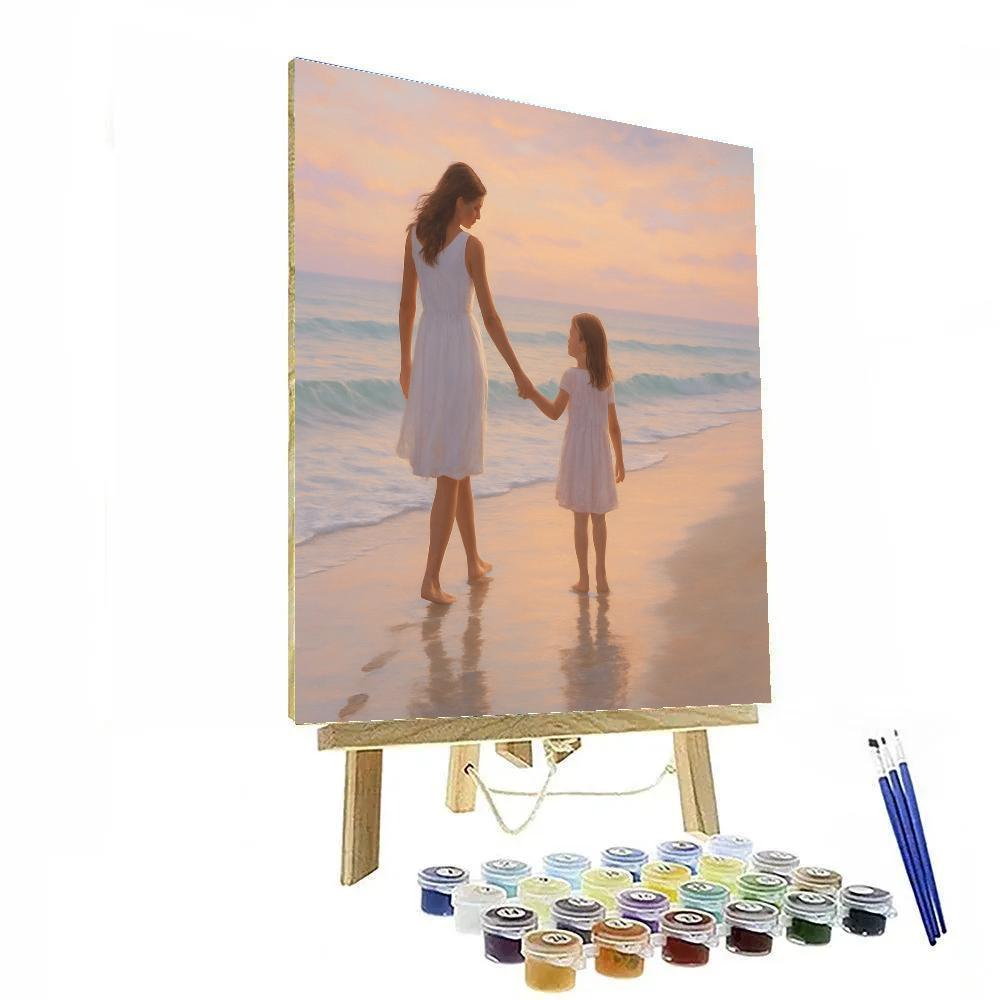 Sunrise Beach Walk With Mom paint by numbers