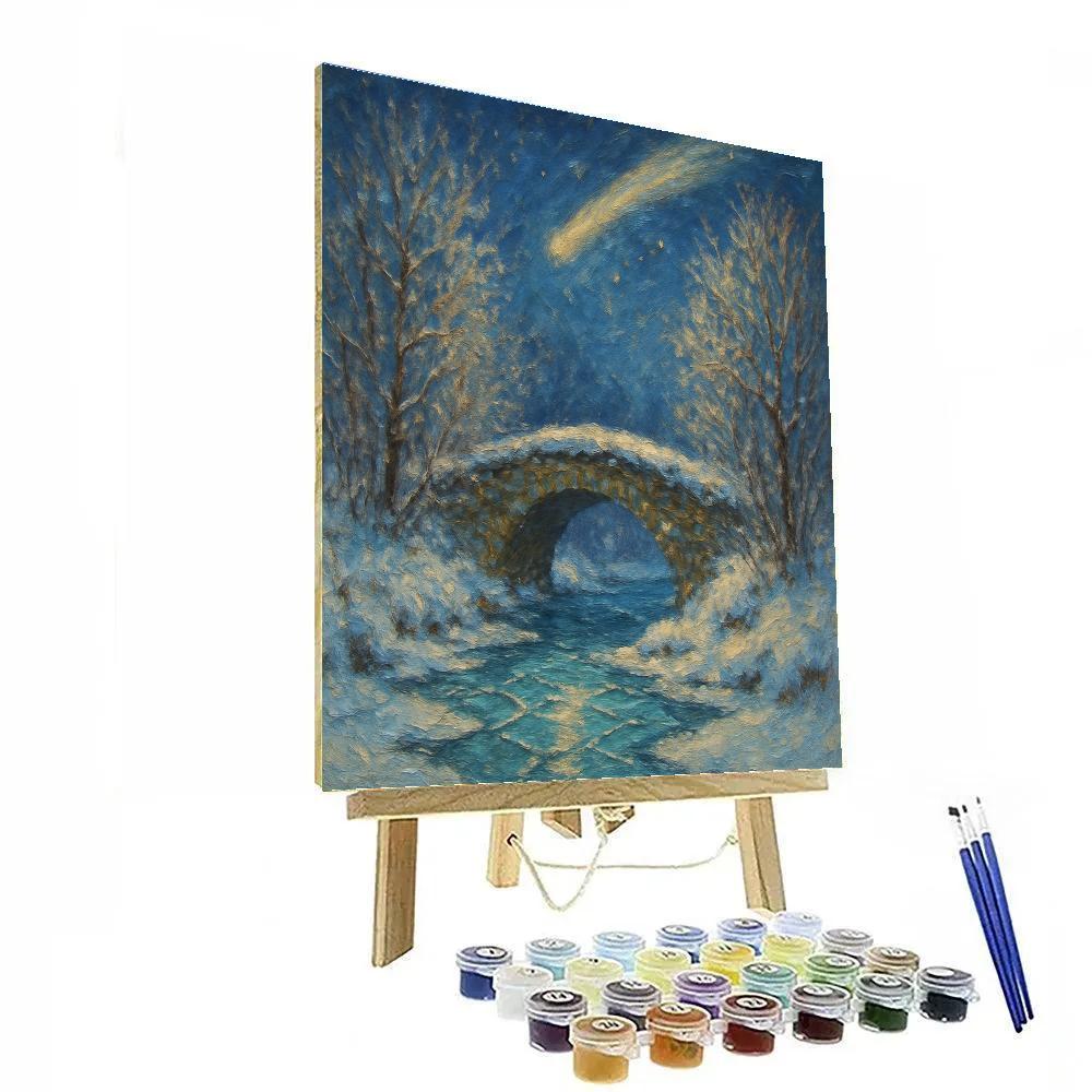 Comet Trail Over Frozen Bridge painting number kit